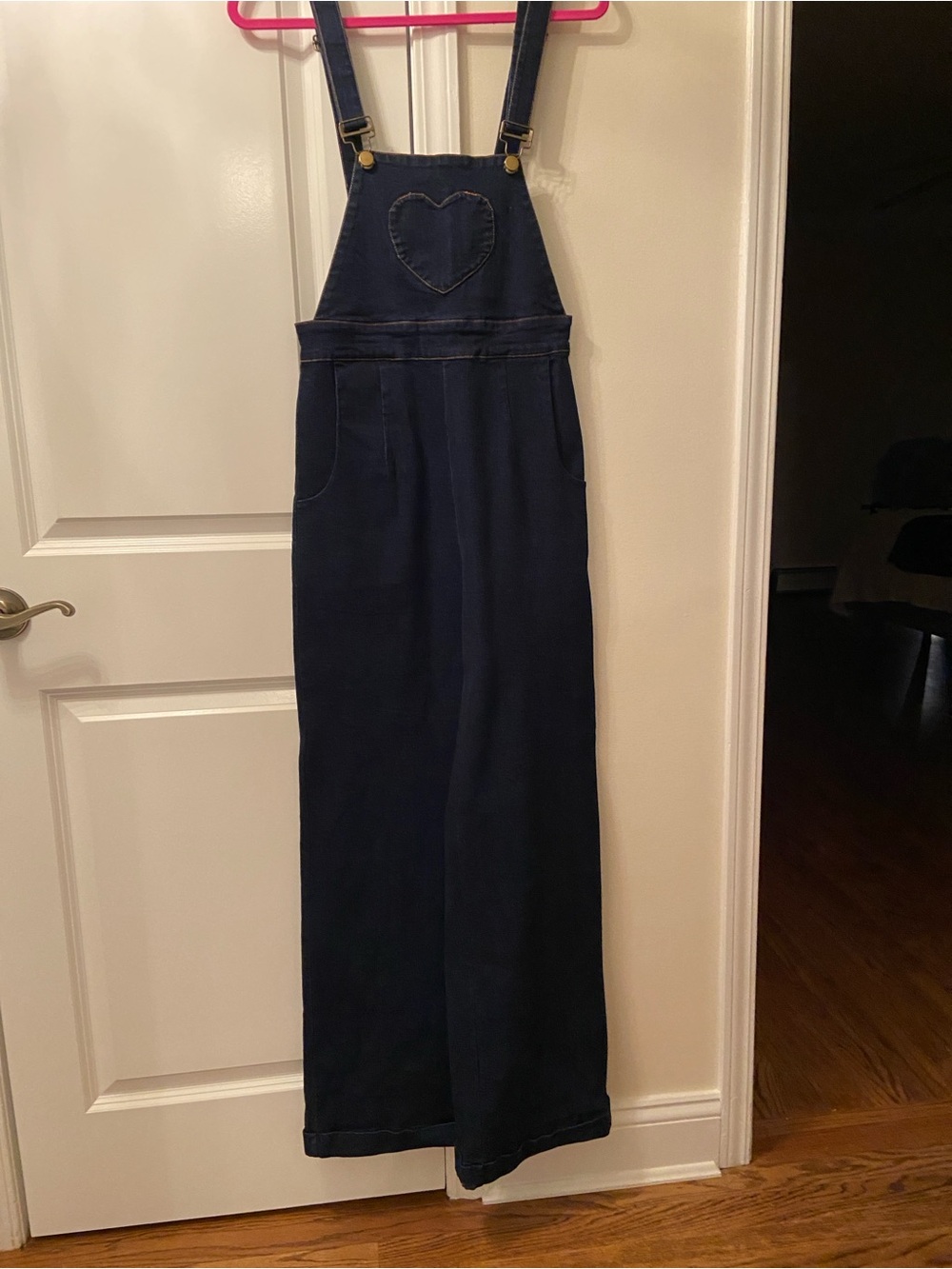 VooDoo Vixen size 6/M/UK10/EU38 heart overalls deep indigo ModCloth Motel NWOT - Picture 10 of 10